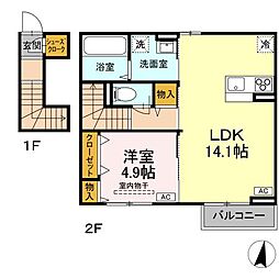 ベアーズマンション　II 206 2階1LDKの間取り