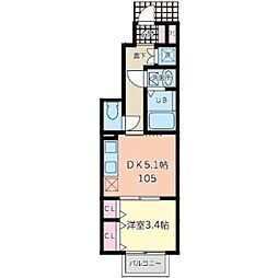 ラクラス福田町 1階1DKの間取り
