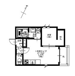 R-smart　W　熊大病院 3階1LDKの間取り