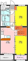 パークサイド冨居II 103 1階2LDKの間取り