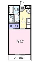 ロイヤルハートピア郷津B 4階1Kの間取り