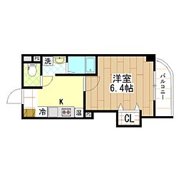 みおつくし京橋 8階1Kの間取り