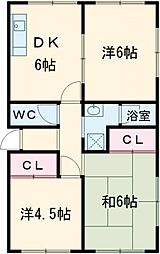 ファミール佳屋野 2階3DKの間取り