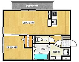 パークヴィラ合志IV 1階1LDKの間取り