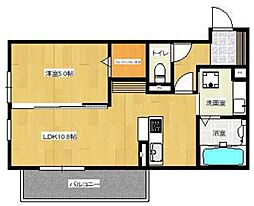 パークヴィラ合志IV 1階1LDKの間取り