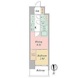 セレニテ東梅田アリエ 2Kの間取図画像