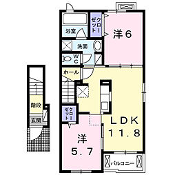 アンジュ 2LDKの間取図画像