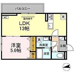 ベルディール 1LDKの間取図画像