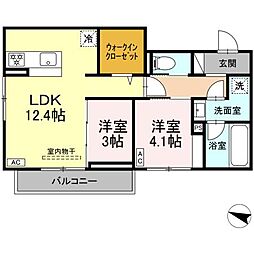 ディアライズ春日町B棟 2LDKの間取図画像