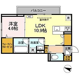 ディアライズ春日町B棟 1LDKの間取図画像