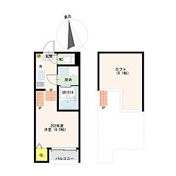 VAN SOREIL(ヴァンソレイユ)野並 202 2階1Kの間取り