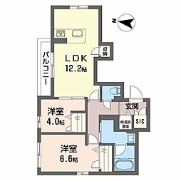 フリズリー芳斉 2LDKの間取図画像