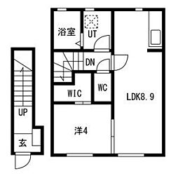 EQUUS(エクウス)A A203 2階1LDKの間取り