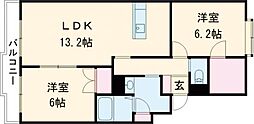 イーストフィールド 2LDKの間取図画像