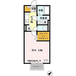 アリビオ里中 1Kの間取図画像
