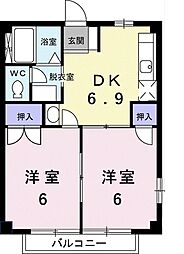 キャナルシティ壱番館 2DKの間取図画像