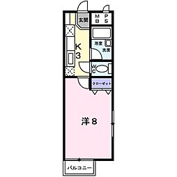プラティーク 1Kの間取図画像