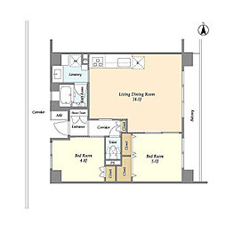 HF大森町レジデンス 2LDKの間取図画像
