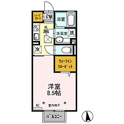 JR高崎線 新町駅 徒歩19分の賃貸アパート 1階1Kの間取り