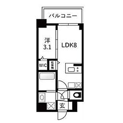 エスリードレジデンス ザ・グラン大阪福島クラス 1LDKの間取図画像