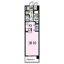 プラシードレジデンス 1Kの間取図画像