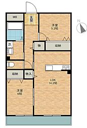 REコート 2LDKの間取図画像
