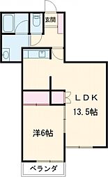 グランデハイツB 1LDKの間取図画像