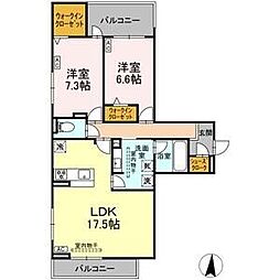セレスティア檀溪通 2LDKの間取図画像