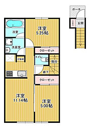 ル・リオン B（Le rion B） 202 2階2LDKの間取り