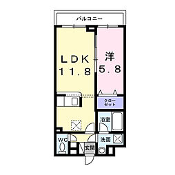 エフ・アクアレル 1LDKの間取図画像