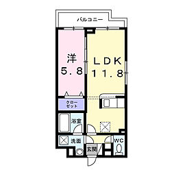 エフ・アクアレル 1LDKの間取図画像
