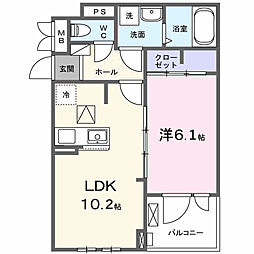 Villa Purumie 1LDKの間取図画像