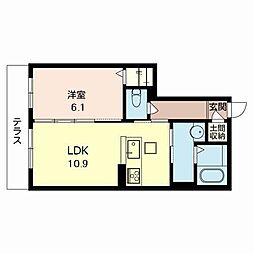 メゾンエイト 102 1階1LDKの間取り