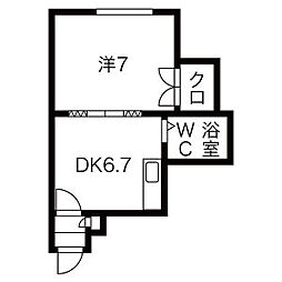 プレサント南10西11 102 1階1DKの間取り