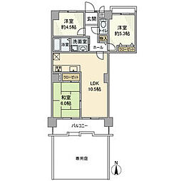 ユニーブル緑ヶ丘2 3LDKの間取図画像