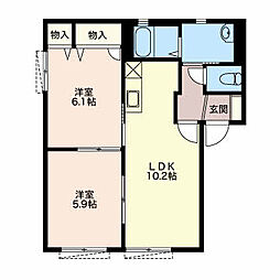 クール・アムールB 2LDKの間取図画像