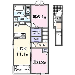 アスカB 2LDKの間取図画像