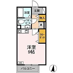 プレストンズ旭ヶ丘 202 2階ワンルームの間取り