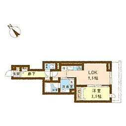 リアン 305 3階1LDKの間取り