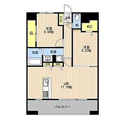 菊池郡菊陽町大字津久礼マンション 2LDKの間取図画像
