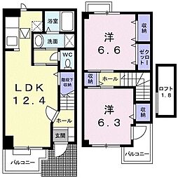 マリオンA棟 2LDKの間取図画像