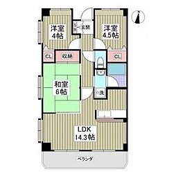 ヴィバーチェ武里 3LDKの間取図画像