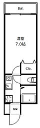 ヴィルヌーブ 1Kの間取図画像