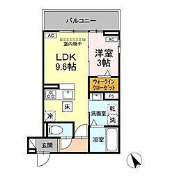 ルナジア 1LDKの間取図画像