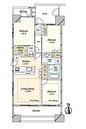 パークホームズ墨田菊川ステーションアリーナ 12階3LDKの間取り