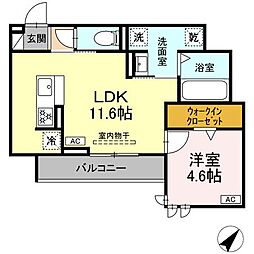 カーサ・クレール 303 3階1LDKの間取り