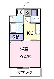 ルラシオン江戸橋 1Kの間取図画像