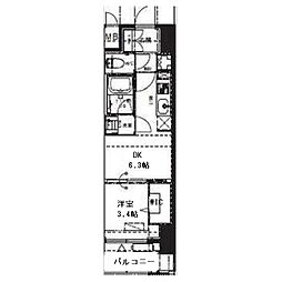 Alivis九条 1DKの間取図画像