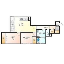 高槻市高西町アパート 2LDKの間取図画像