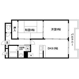 福田町レジデンス 2DKの間取図画像